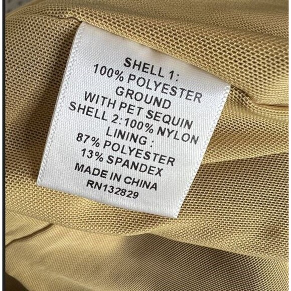 NBD Willa Jumpsuit Medium Revolve Gold Sequin Pockets Plunging Neckline - Picture 7 of 8